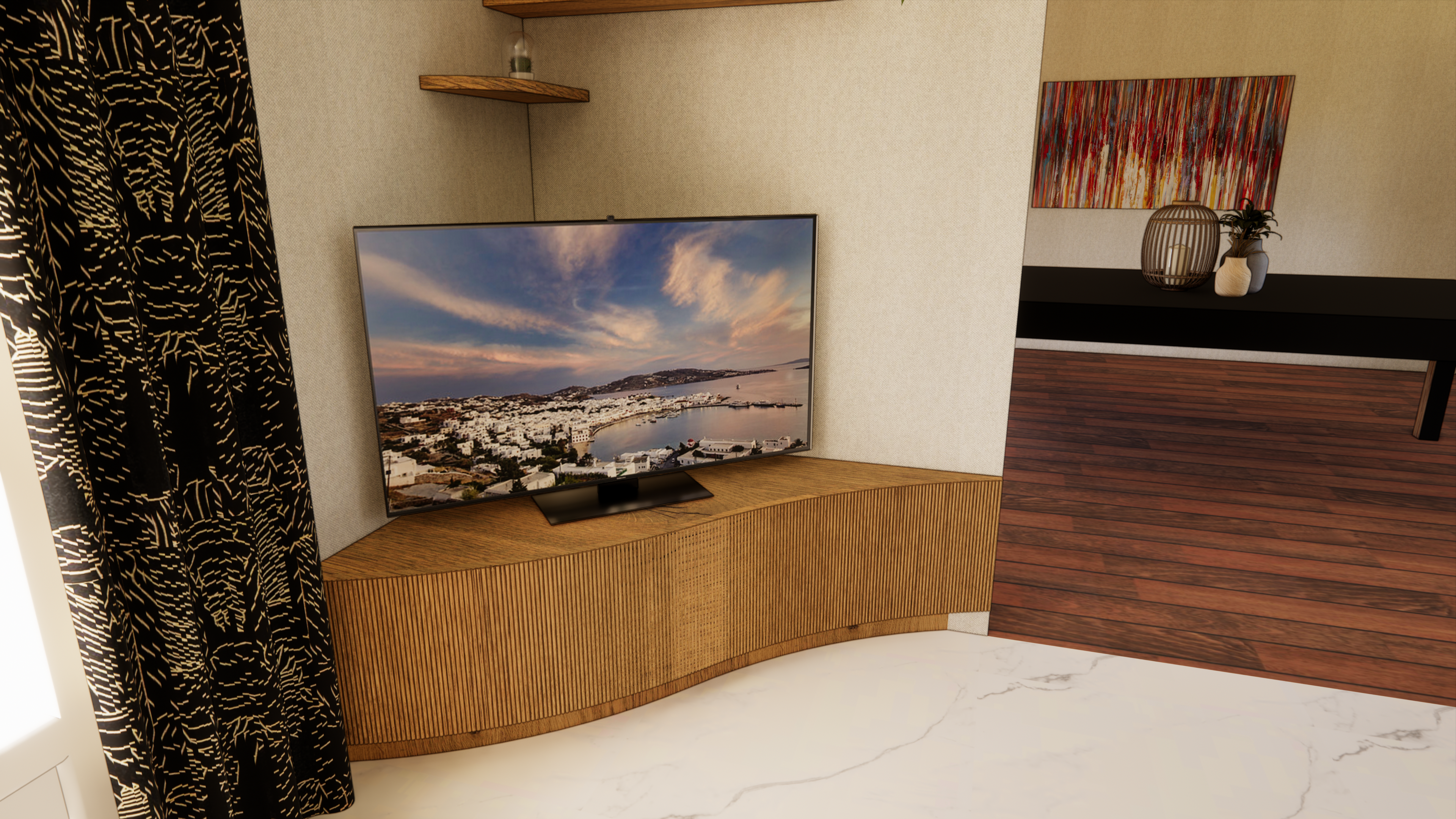 Un meuble TV en chêne naturel mais pas que !